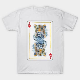 Leopard Head Jack Of Hearts Playing Card T-Shirt